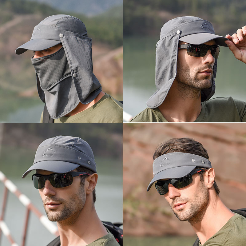 Camping Outdoor Quick Drying Sun Neck Protection Cap Hat - Cappello da sole pieghevole pieghevole multifunzione