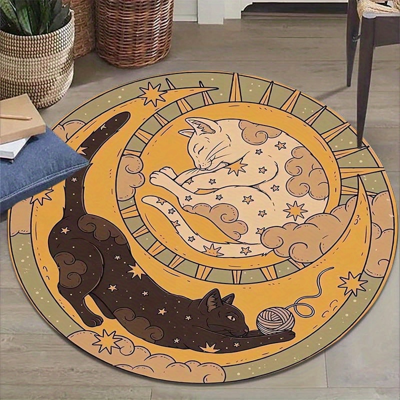 Outdoor Camping Mats Large - Tappeto rotondo VIKAMA Yin Yang Cat,